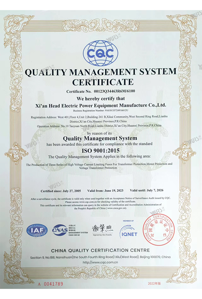 QUALITY MANAGEMENT SYSTEMCERTIFICATE